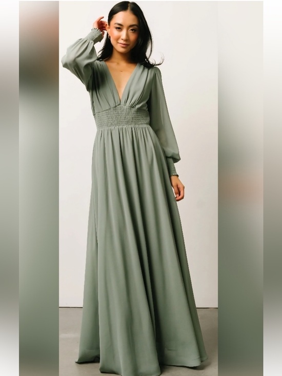 Baltic Born Dresses & Skirts - Baltic Born 1X Plus Olivia Maxi Dress Green Wedding Plunging V Neck Boho Whimsy